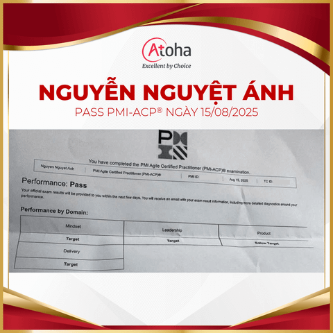 Nguyễn Nguyệt Ánh, PMI-ACPONLINEPRO32, pass PMI-ACP® ngày 15/08/2025