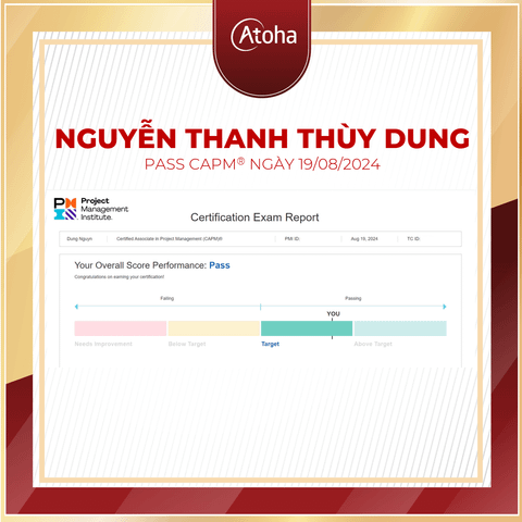 Nguyễn Thanh Thùy Dung, CAPMONLINEPRO4, pass CAPM® ngày 19/08/2024