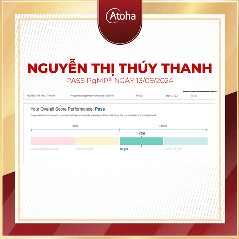 Nguyễn Thị Thúy Thanh, PgMPONLINEPRO9, pass PgMP® ngày 13/09/2024