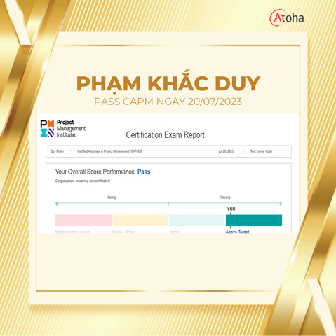 Phạm Khắc Duy, CAPMONLINEPRO2, pass CAPM ngày 20/07/2023