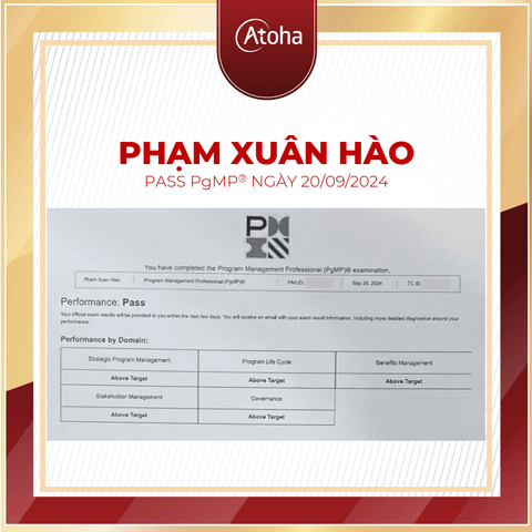Phạm Xuân Hào, PgMPONLINEPRO6, pass PgMP® max score ngày 20/09/2024