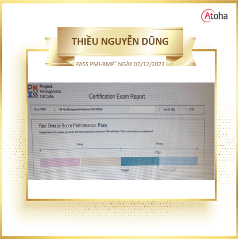 Thiều Nguyễn Dũng, PMI-RMPONLINEPRO1, pass PMI-RMP ngày 02/12/2022