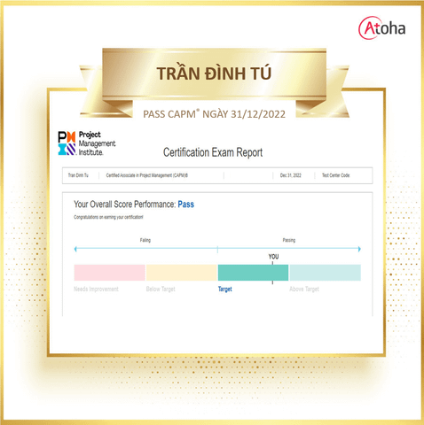 Trần Đình Tú, CAPMONLINEPRO3, pass CAPM ngày 31/12/2022