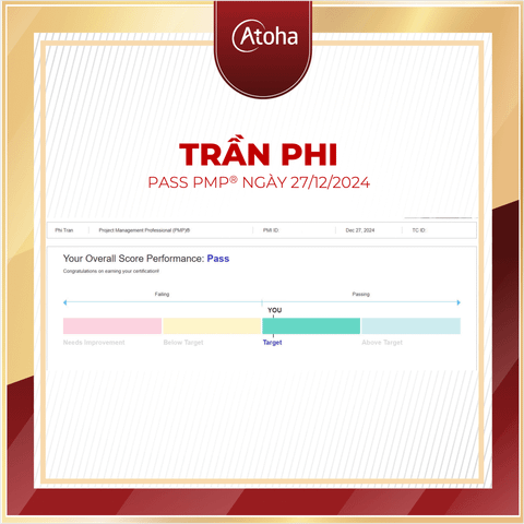 Trần Phi, PMPONLINEPRO31, pass PMP® ngày 27/12/2024