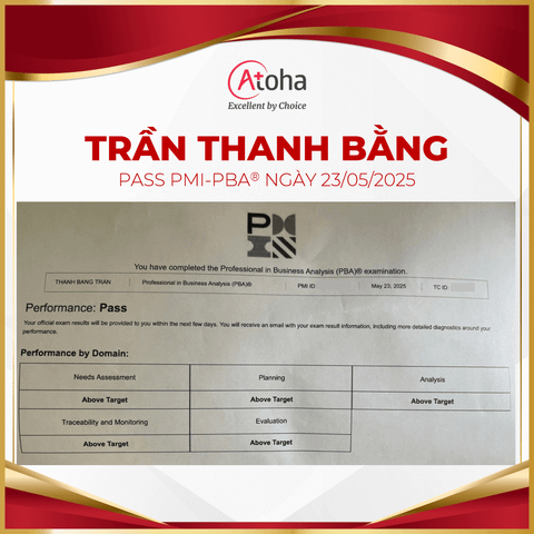 Trần Thanh Bằng, PMI-PBAONLINEPRO3, pass PMI-PBA ngày 23/05/2025