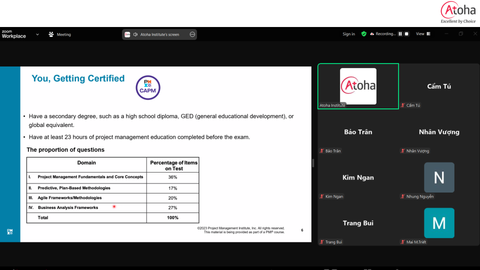 Khai giảng thành công khóa học CAPMONLINEPRO8