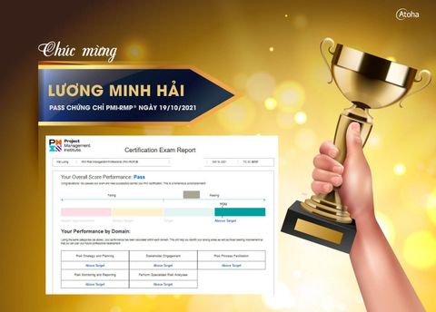 Lương Minh Hải, Trainer Atoha pass PMI-RMP 5 Above Target on the first try ngày 19/10/2021