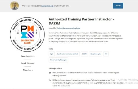 Đội ngũ Trainers Atoha đồng loạt đạt chuẩn PMI-ATP Instructor – DASM/DASSM