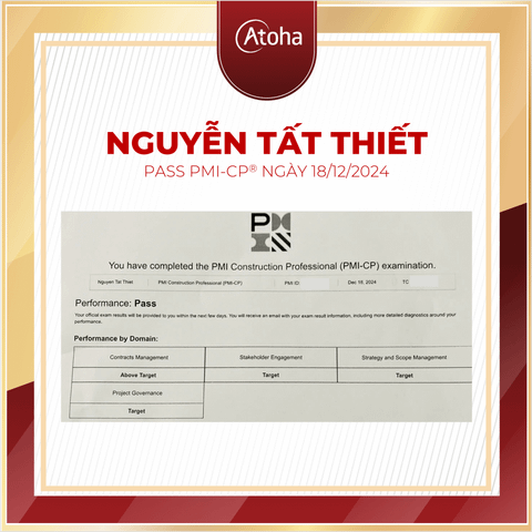 Trainer Atoha Nguyễn Tất Thiết Passed PMI-CP ngày 18/12/2024