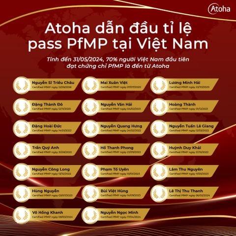Atoha dẫn đầu số lượng pass PfMP tại Việt Nam