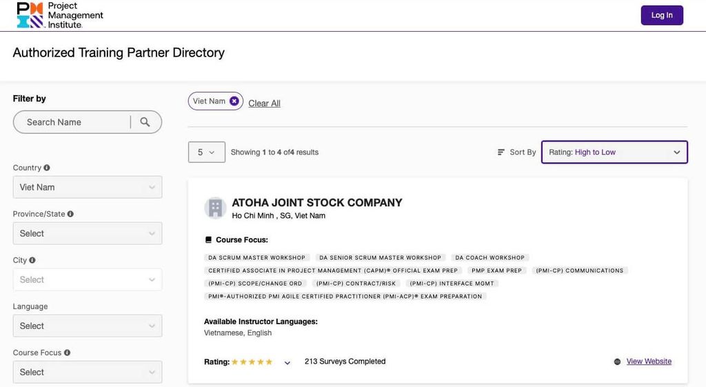 Atoha - Top PMI Authorized Training Partner in Vietnam