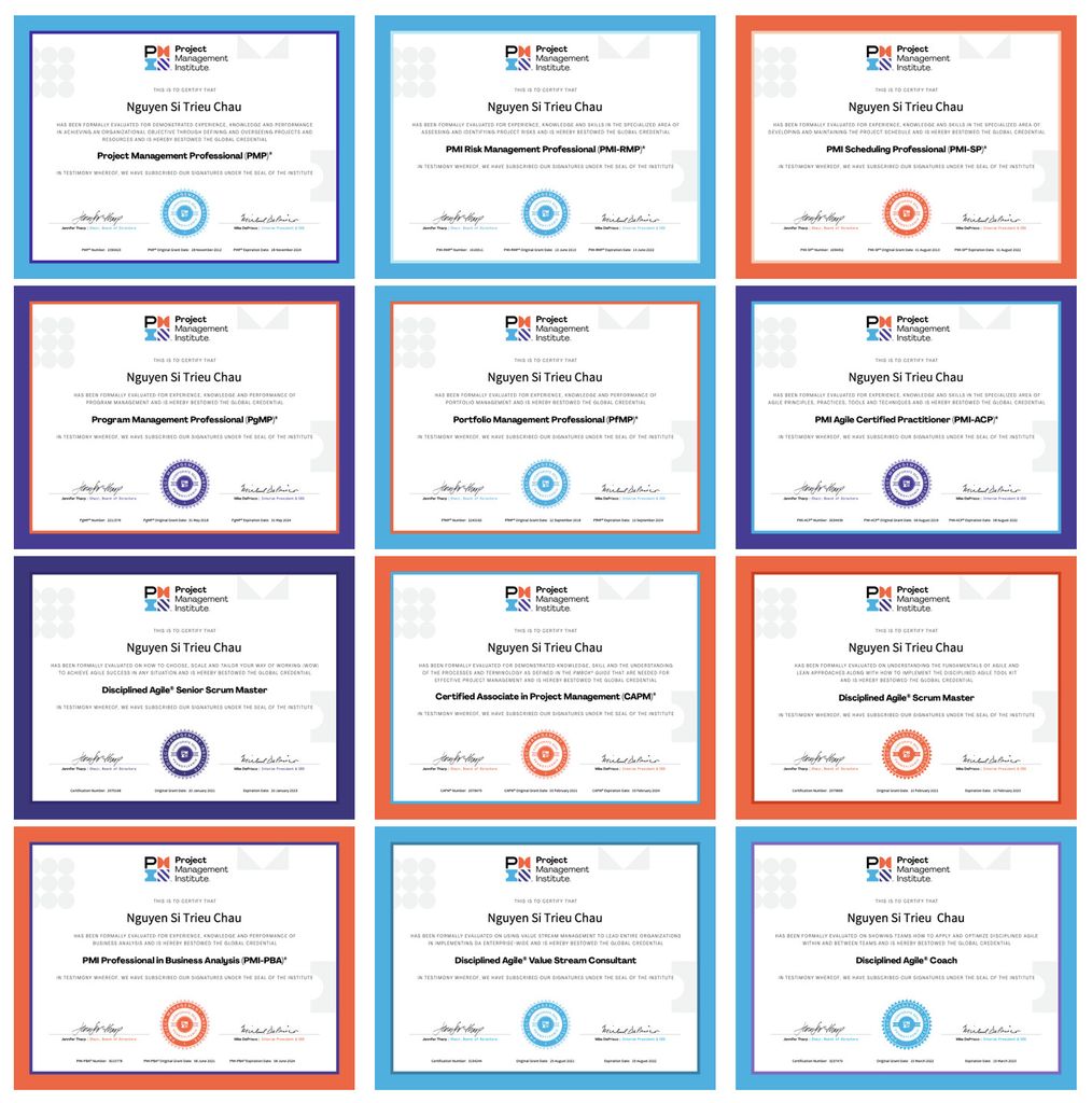 Nguyen Si Trieu Chau all PMI 12 certifications