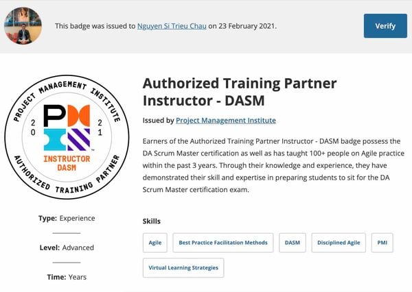 Nguyen Si Trieu Chau PMI ATP Instructor - DASM