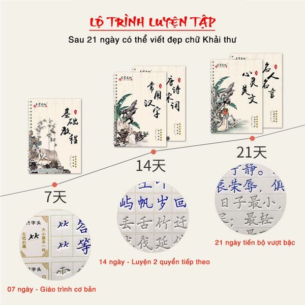 Bộ 05 quyển luyện viết chữ Hán Khải Thư