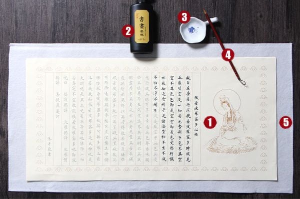 Bộ chép kinh bát nhã tâm kinh màu phỏng cổ