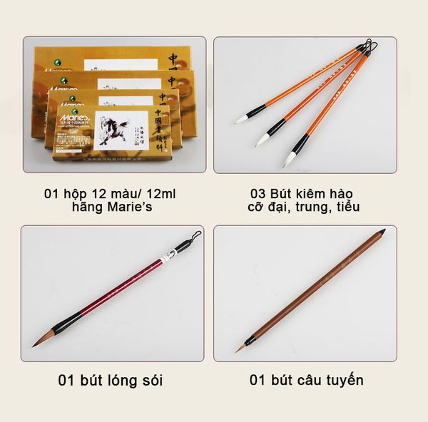 bộ dụng cụ vẽ tranh thuỷ mặc