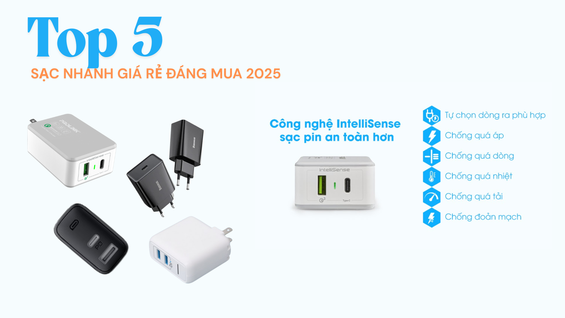 🔥 TOP 5 CỦ SẠC NHANH GIÁ RẺ ĐÁNG MUA NĂM 2025 – Chất lượng vượt mong đợi, giá dưới 200K!