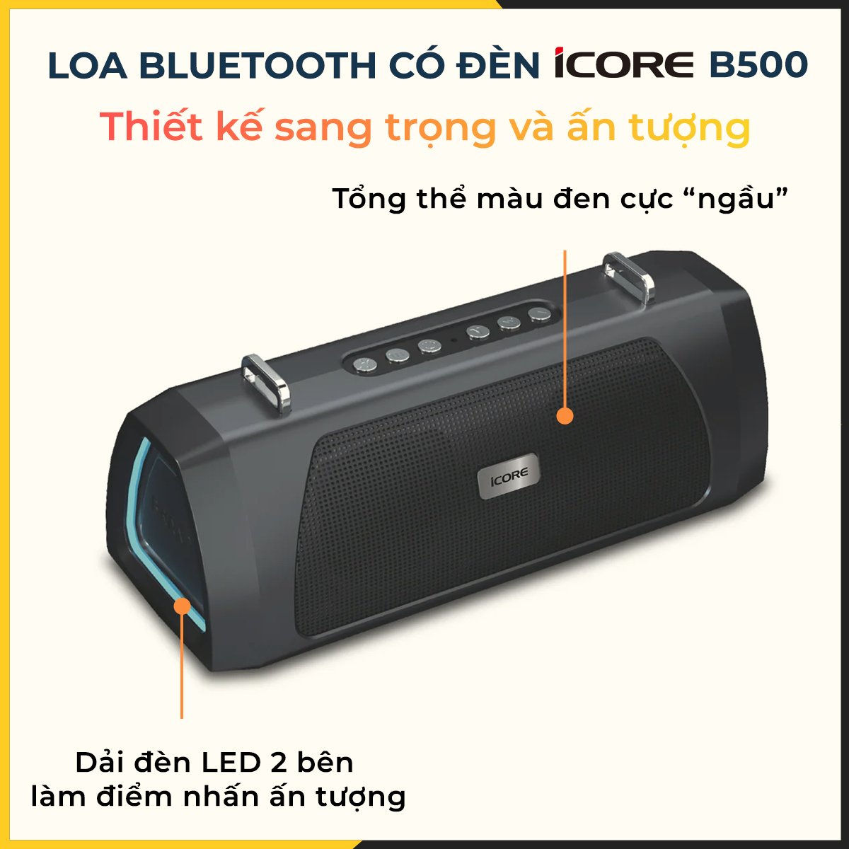 Loa Bluetooth có đèn iCore B500