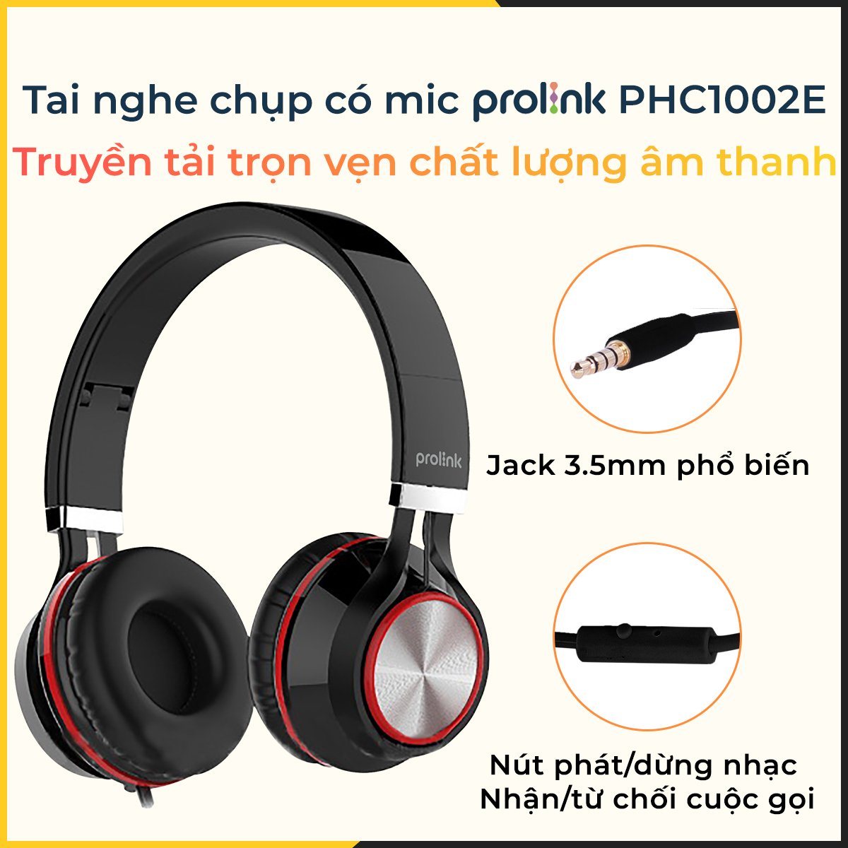 Tai nghe chụp tai có mic Prolink PHC1002E