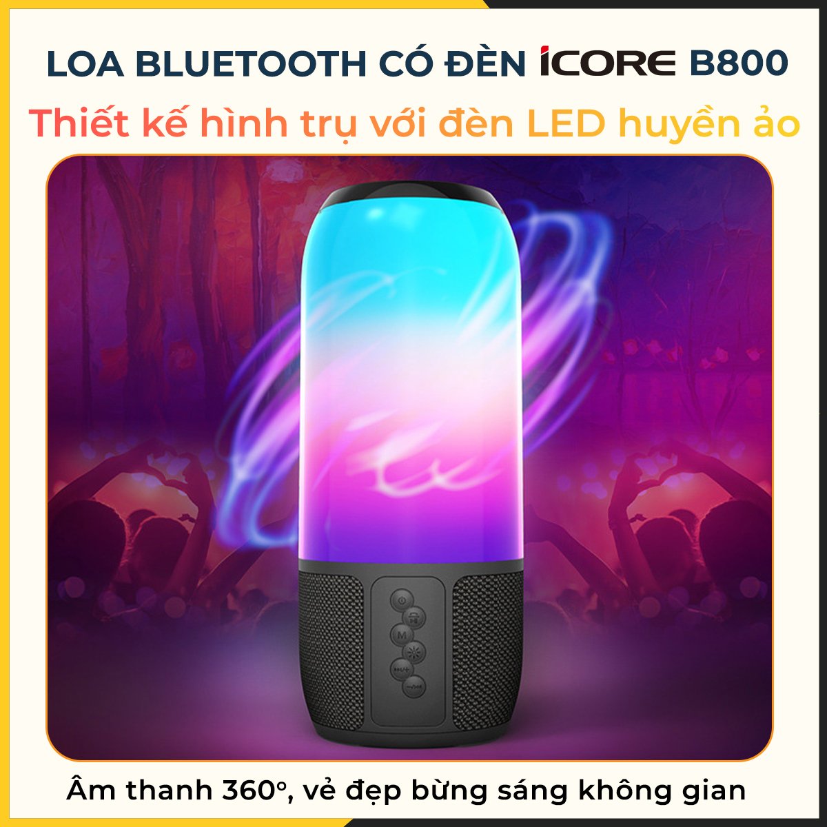 Loa Bluetooth có đèn iCore B800