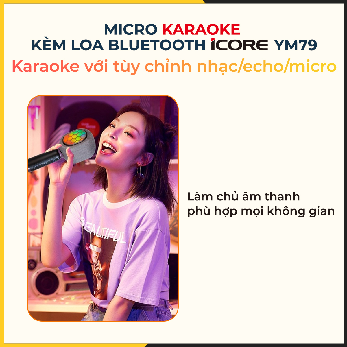 Micro karaoke kèm loa Bluetooth iCore YM79