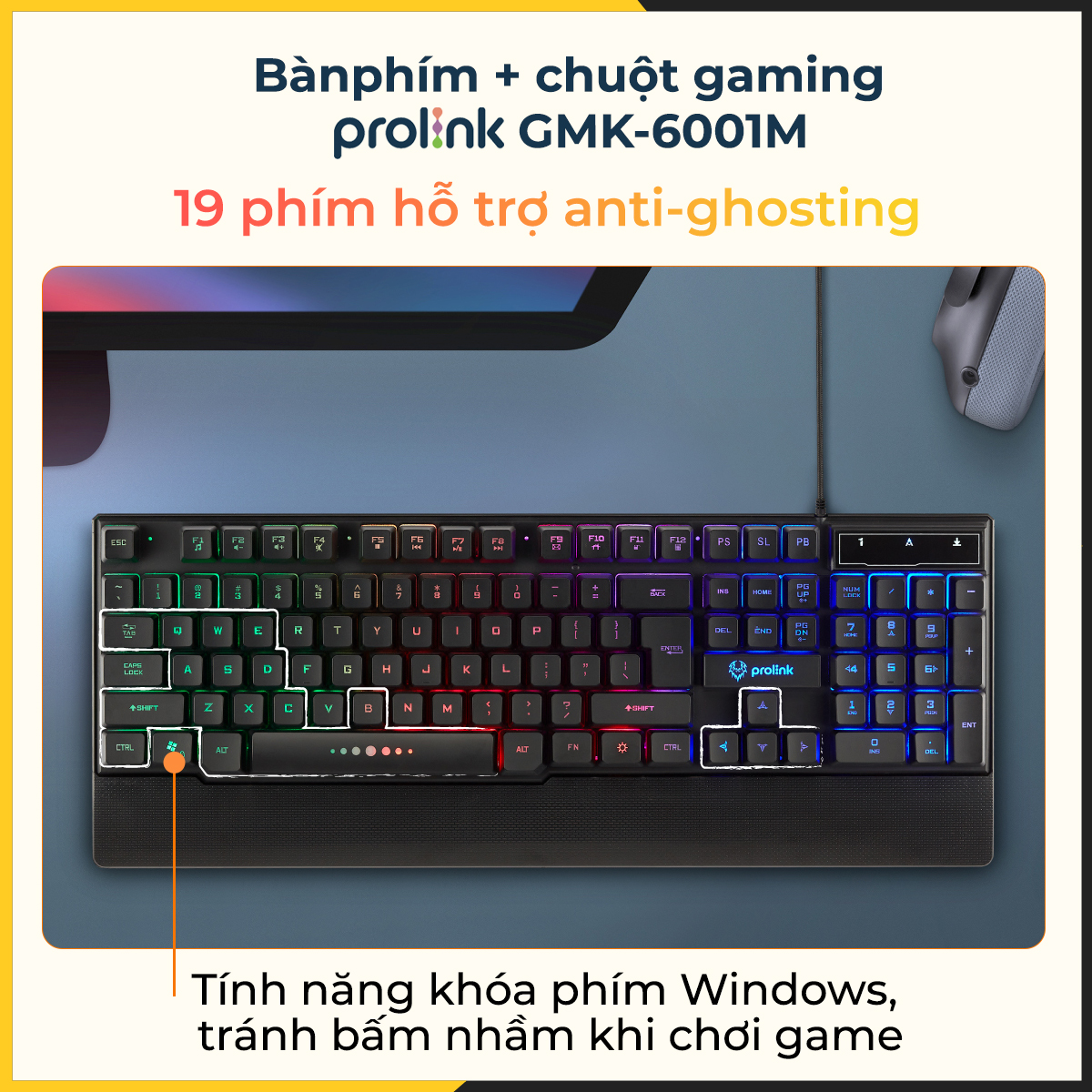 Bộ bàn phím + chuột gaming Prolink GMK-6001M