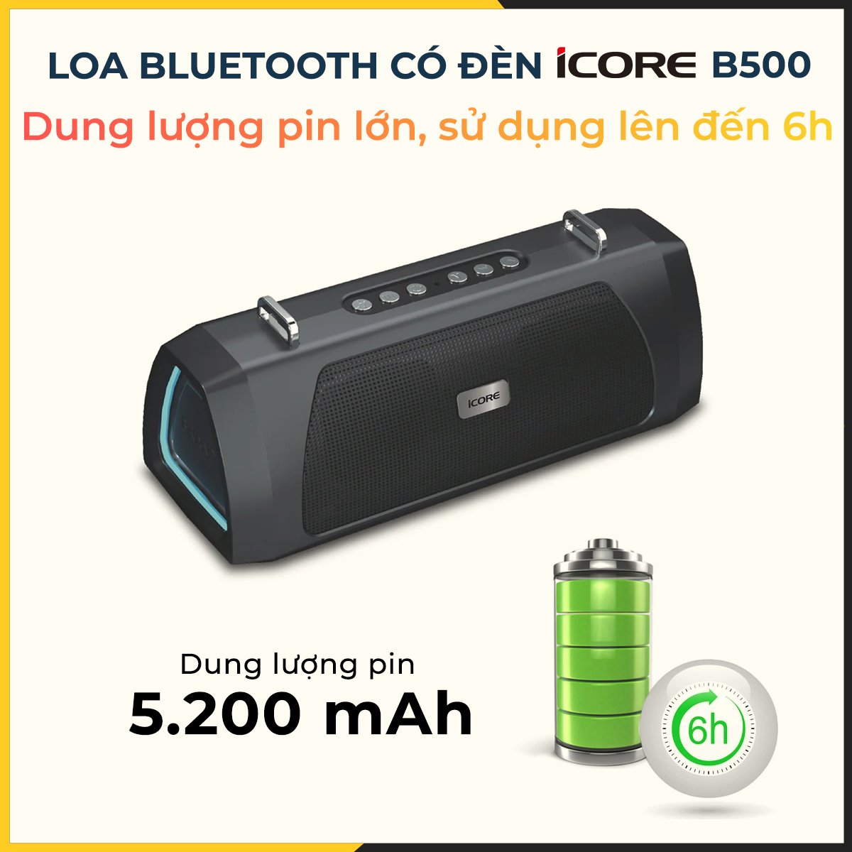 Loa Bluetooth có đèn iCore B500