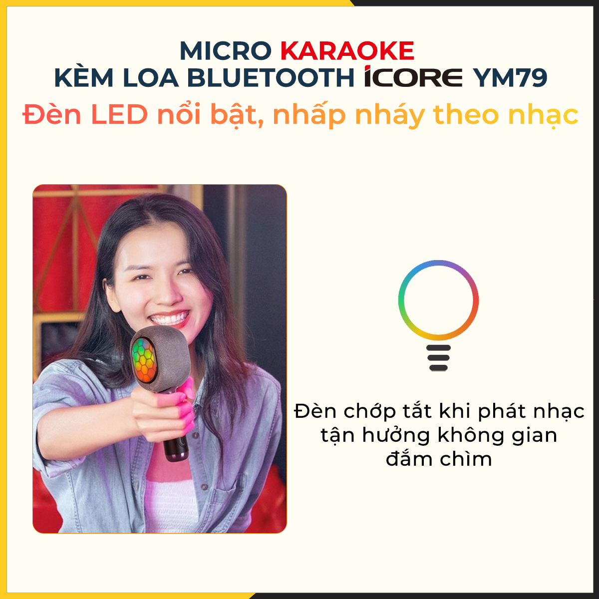 Micro karaoke kèm loa Bluetooth iCore YM79