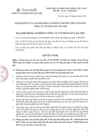 NGHỊ QUYẾT CỦA ĐẠI HỘI ĐỒNG CỔ ĐÔNG THƯỜNG NIÊN NĂM 2024