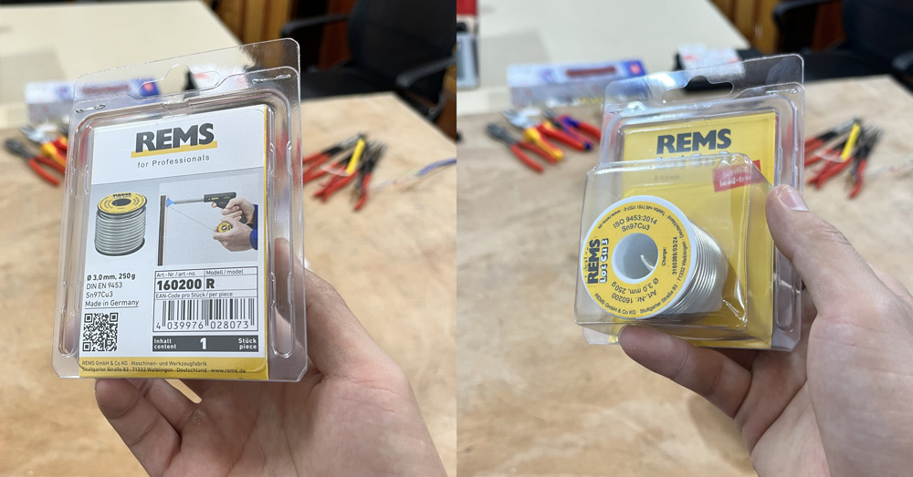 REMS Lot Cu 3 Cuộn dây thiếc 250g hàn ống đồng