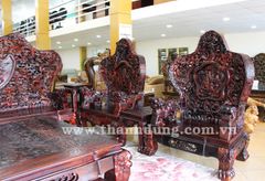 Chiêm ngưỡng bộ bàn ghế cửu long khổng lồ gỗ trắc đỏ tại nội thất Thanh Dũng