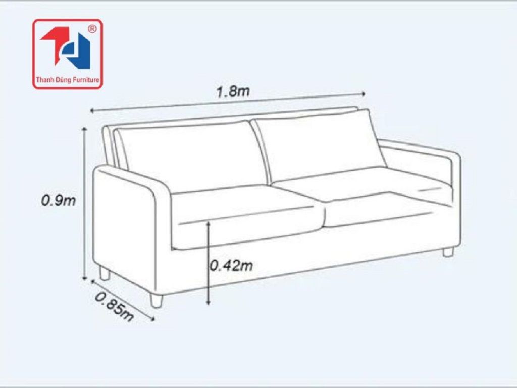 Kích thước bộ sofa băng 2 chỗ ngồi