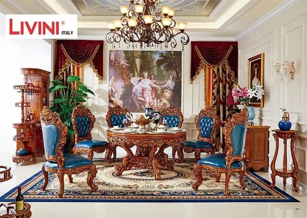 Mẫu bàn ăn mặt đá phong cách tân cổ điển