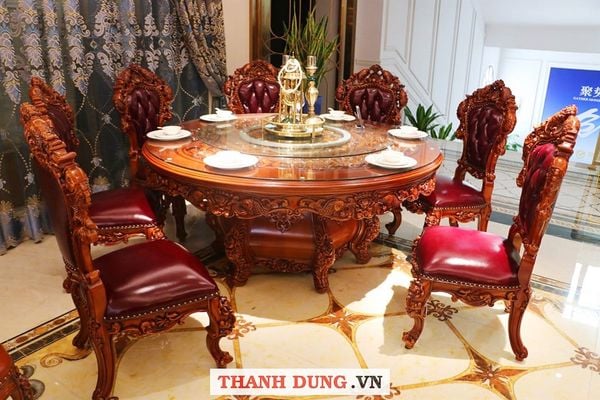 Mẫu bàn ăn tân cổ điển gỗ tự nhiên