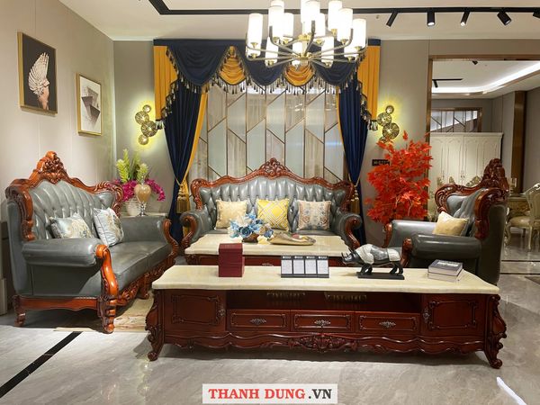 Mẫu sofa tân cổ điển làm từ chất liệu gỗ tự nhiên