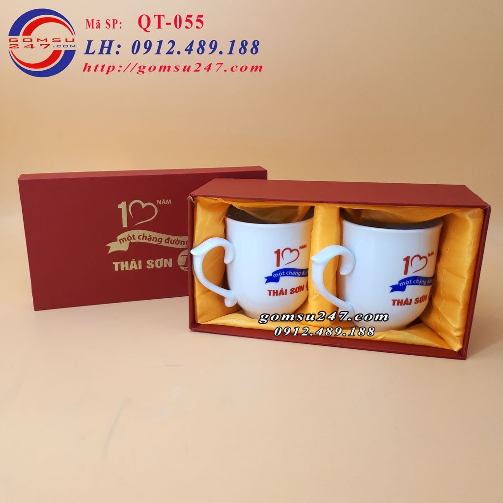 Bộ cốc chén đẹp in logo làm quà tặng