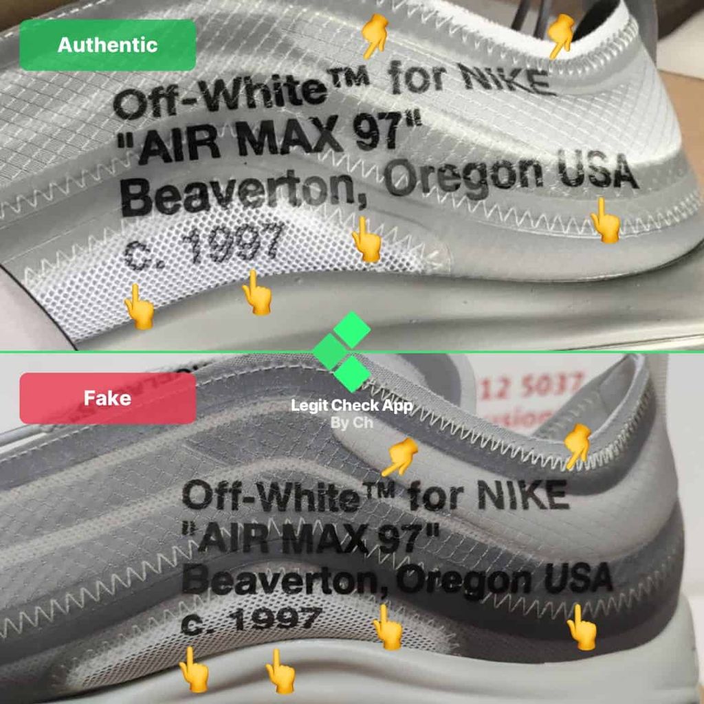 giày: Cách phân biệt OffWhite Nike Air Max 97 Menta real và fake – Hệ thống phân phối Air chính hãng