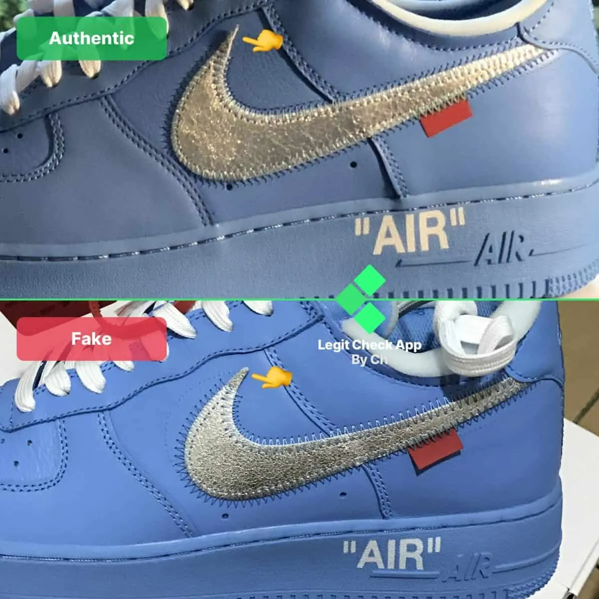 Legit check: Hướng dẫn cách phân biệt Off-White x Nike Air Force 1 MCA –  AUTHENTIC SHOES