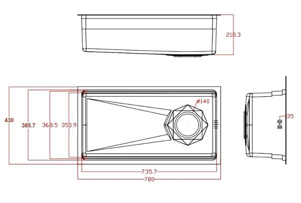 Chậu rửa bát Gento 1 hố GT04-7843 New thông số kỹ thuật