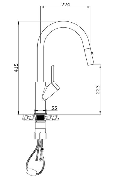 Vòi rửa bát GENTO GT-206 New thông số kỹ thuật chi tiết