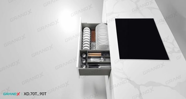 Phụ kiện tủ bếp GRANX dòng Titanium  giá xoong nồi bát đĩa tủ dưới