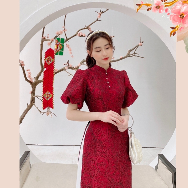 Áo dài cách tân vải gấm