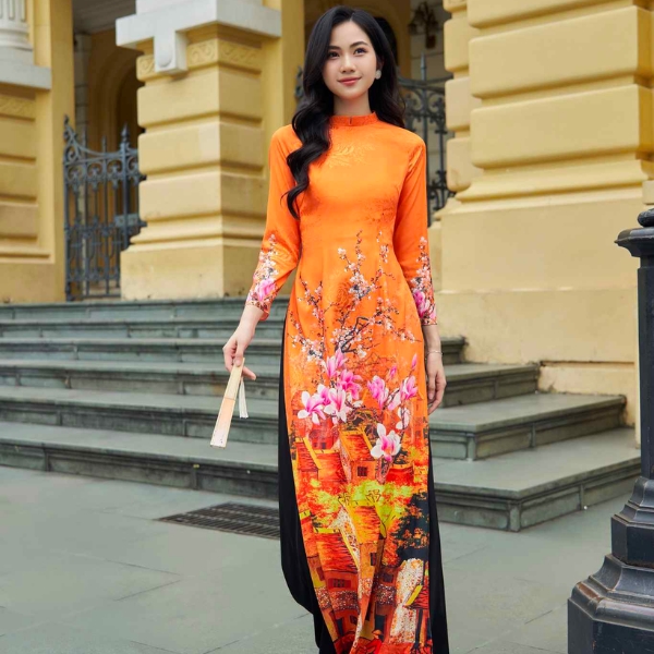 Áo dài hoạ tiết tranh vẽ