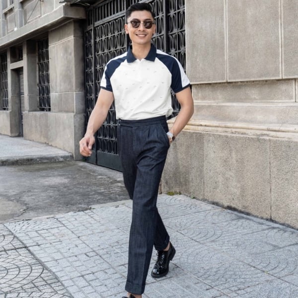 Áo polo với quần tây lịch sự
