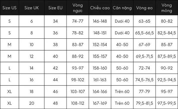 Bảng size quần tây nữ dành cho phái đẹp mới nhất 2023