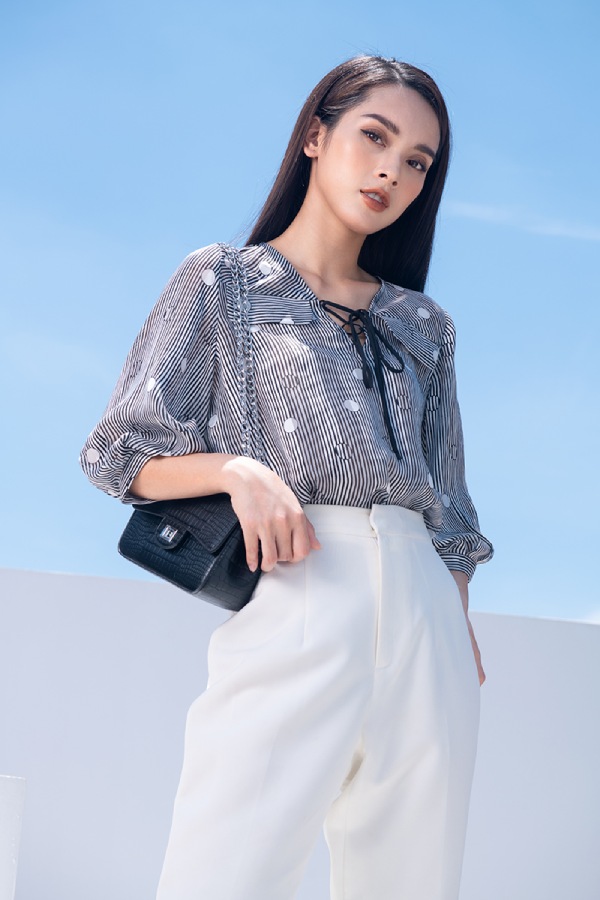 Áo sơ mi hoạ tiết chấm bi