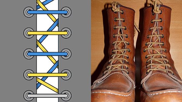 Cách thắt dây giày boot ngang kiểu Châu Âu