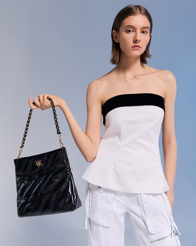 Women's Black Charlot Elongated Top Handle Bag - CHARLES & KEITH