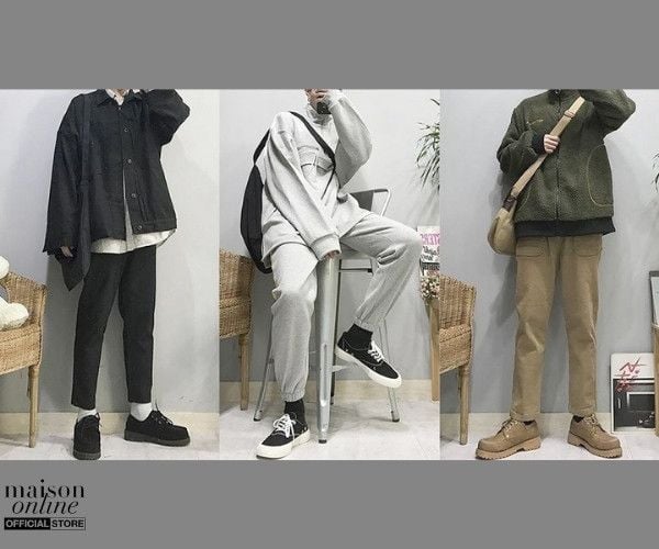 Mix quần jeans hoặc quần Kaki cùng áo thun và áo phao