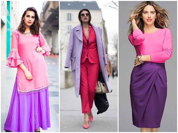 Phối màu hồng với màu tím